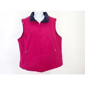 L.L. Bean Fleece Lined Shell Vest Women L Raspberry Zip Outdoor Gorpcore Winter